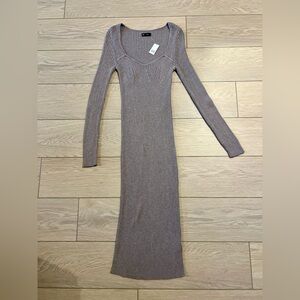 Gap Sweetheart Rib Midi Sweater Dress size small NWT taupe